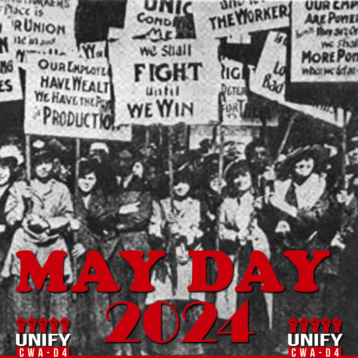 Today we celebrate #MayDay2024 by standing united for workers' rights and solidarity across the world. Let’s keep fighting for fair wages and safe working conditions for all. #CWAStrong