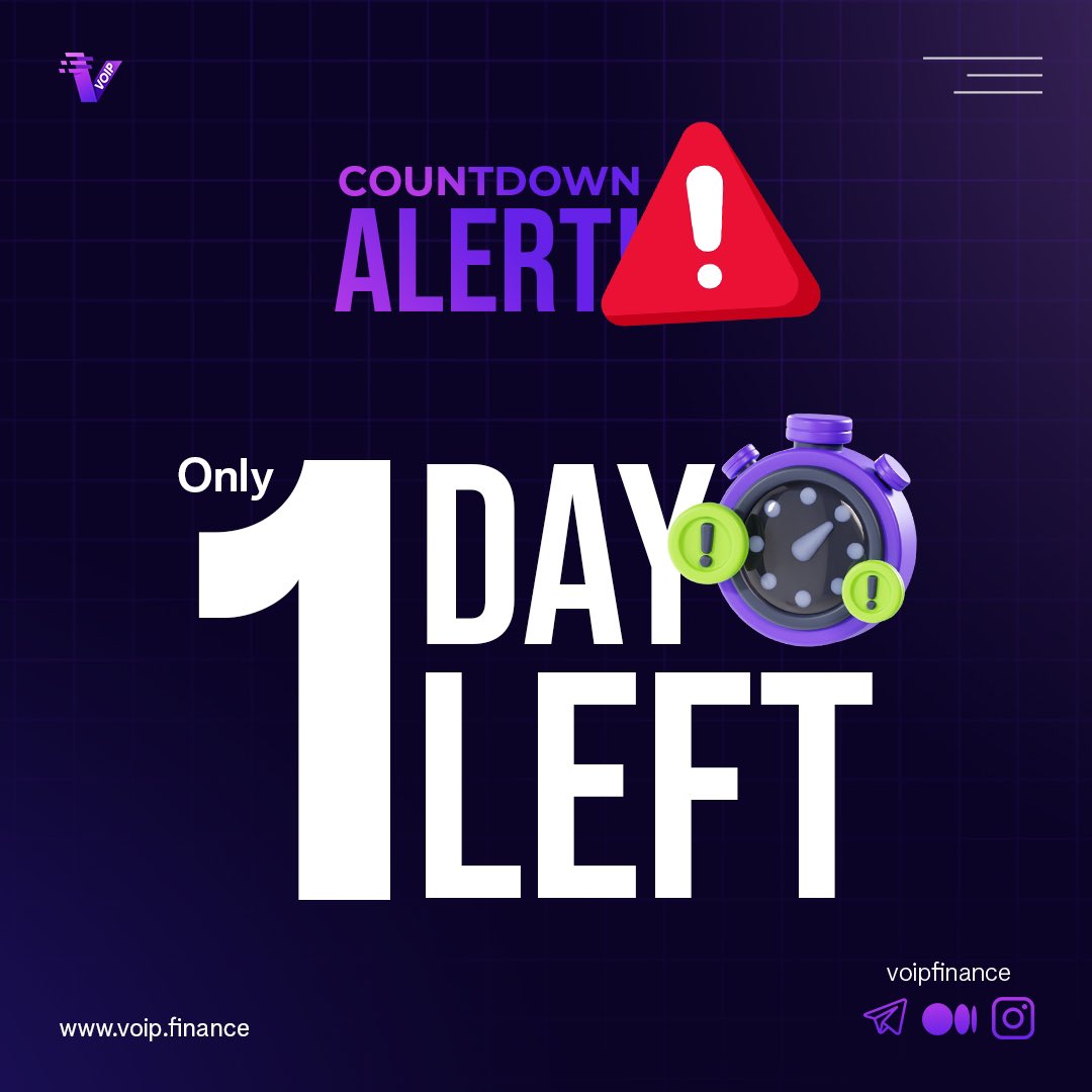 ⏳Countdown Alert! 

24Hours Left! For 7.5x #Gem

Buy $VoiP #Presale Now

✅Live #Price $0.02

🚀Listing #Price $0.15

pinksale.finance/launchpad/ethe…