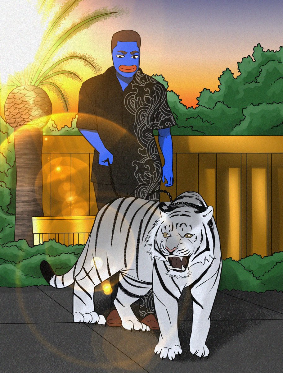 An old picture of Normie Tyson taking his pet tiger for a morning walk in Las Vegas, 1989. This was his way of saying 'Good Norming' back then. Old but gold.