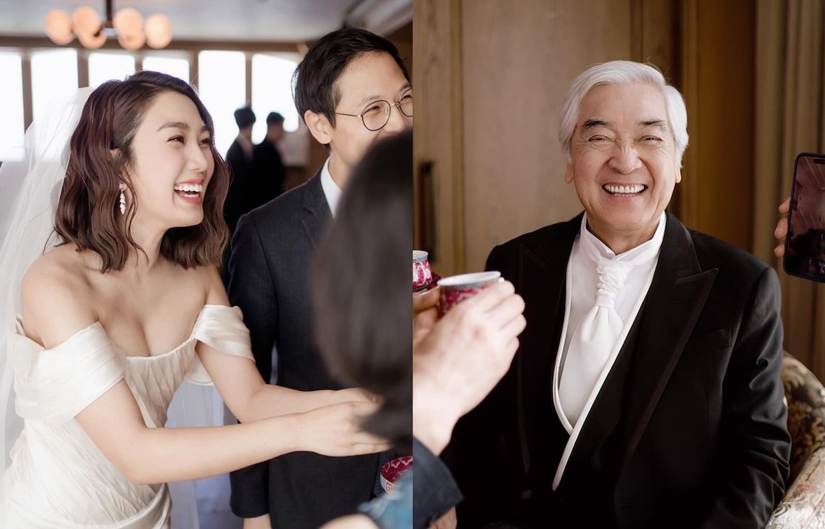 #LesleyChiang in Bridal Gown for Hong Kong Wedding, Dad #PaulChun All Smiles dramapanda.com/2024/05/lesley…