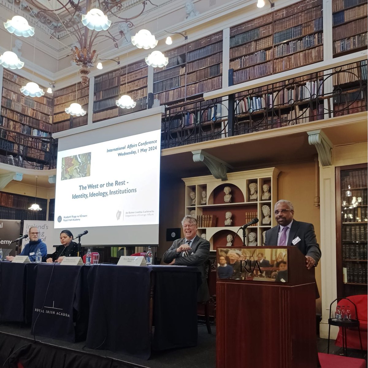 The 2024 RIA International Affairs conference is taking place today! It began with a session 'The West and the Rest in International Relations' chaired by Rory Montgomery MRIA with papers delivered by M. Satish Kumar @QUBelfast, Jivanta Schottli @DCU & Jan Niklas Huhn @UniSiegen.