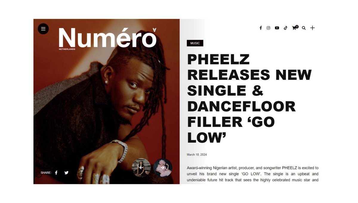 'Undeniable future hit track' - @NumeroMagazine on @Pheelz (March 2024)

➡️ numeromag.nl/pheelz-release…

#WPGMPR #MusicPR #MediaRelations #NewMusic