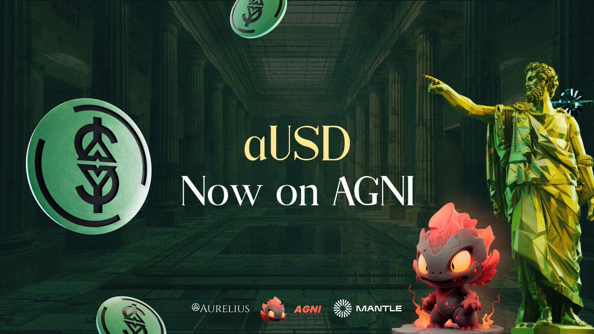 4️⃣ 🎉 Мы рады сообщить, что $aUSD был включен в листинг на AGNI!

😎 Переходите на   @Agnidex
и меняйте $aUSD без лишних усилий