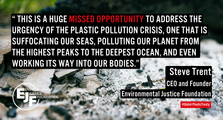 Negotiations on a legally binding instrument on plastic pollution (#INC4) failed to produce a first draft of a #GlobalPlasticTreaty.

Progress was blocked by unsustainable interests – nearly 200 fossil fuel lobbyists attended.

We can't abandon this issue.
ejfoundation.org/news-media/pre…