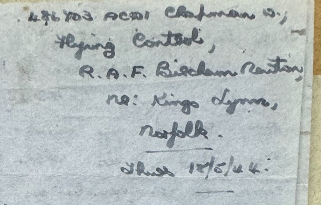 Looking for info on 486703 ACW1 Winifred Elsie Baker (nee Chapman). This letter was found on the body of a Trooper who was later buried at Hottot-les-Bagues, Normandy. It helped identify him. Would like to find out more about her. #WAAF #WW2 #Normandy