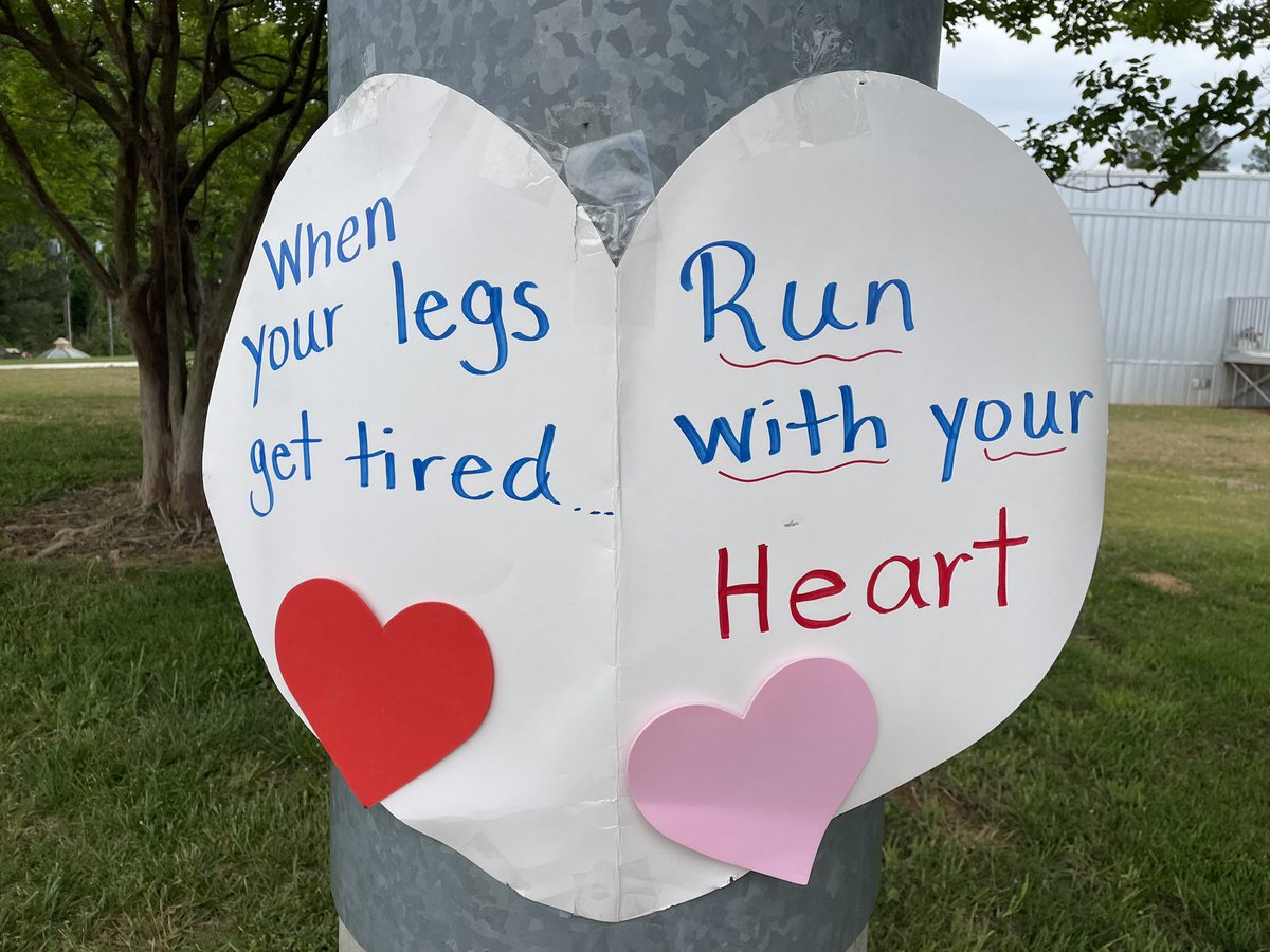 This sign hung for our Girls On The Run Mock 5K is a perfect reminder right now… our bodies and brains are tired, but our heart is always open for kids. @ECGlobalElem @GOTRI #kidsdeserveit