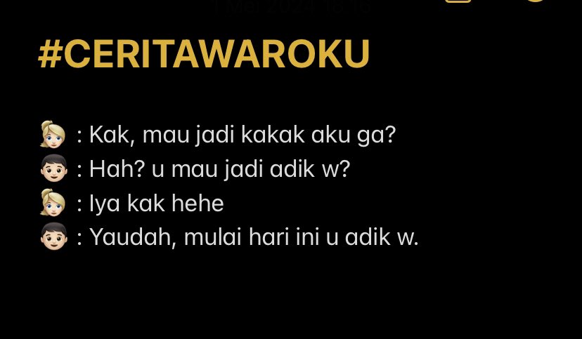 remindmewhn's tweet photo. segini aja ol, sisanya obrolan rahasia.

#CeritaWaroku #IniSerius #GaPakeBumbuVOC #Sepele https://t.co/0GsdyGR8lT