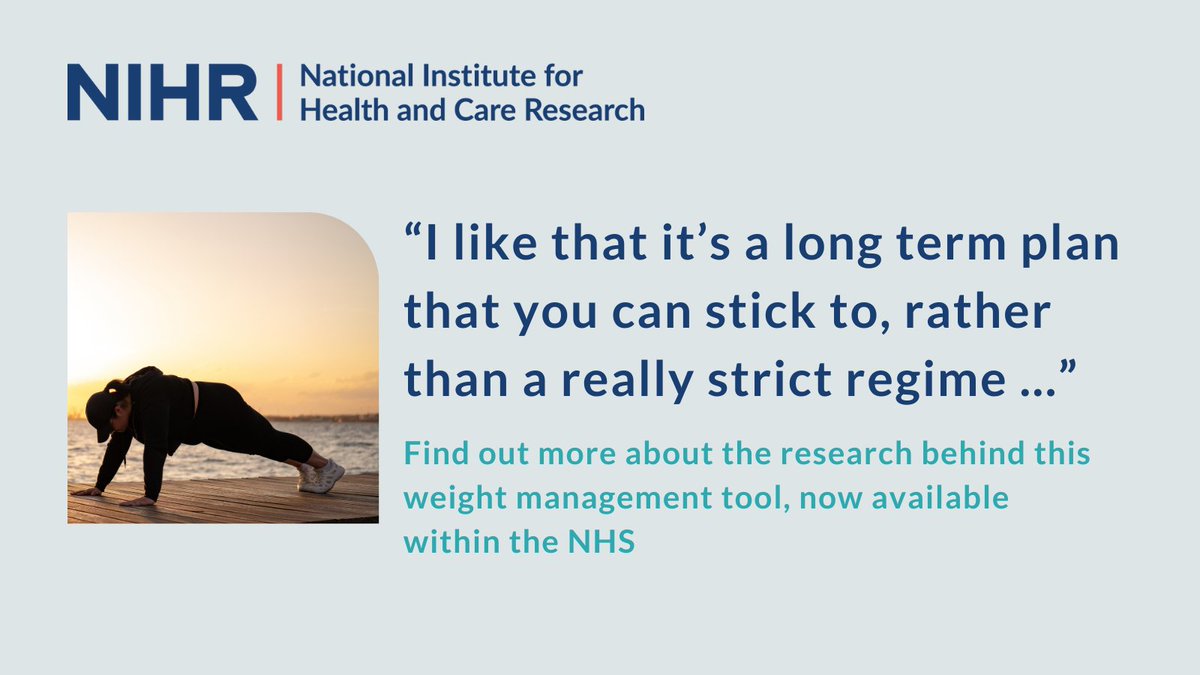 Did you know that an online behavioural counselling tool with nurse support is effective at helping people lose weight? New research has shown this programme could be an effective and efficient way for the NHS to support people with obesity: nihr.ac.uk/documents/case…