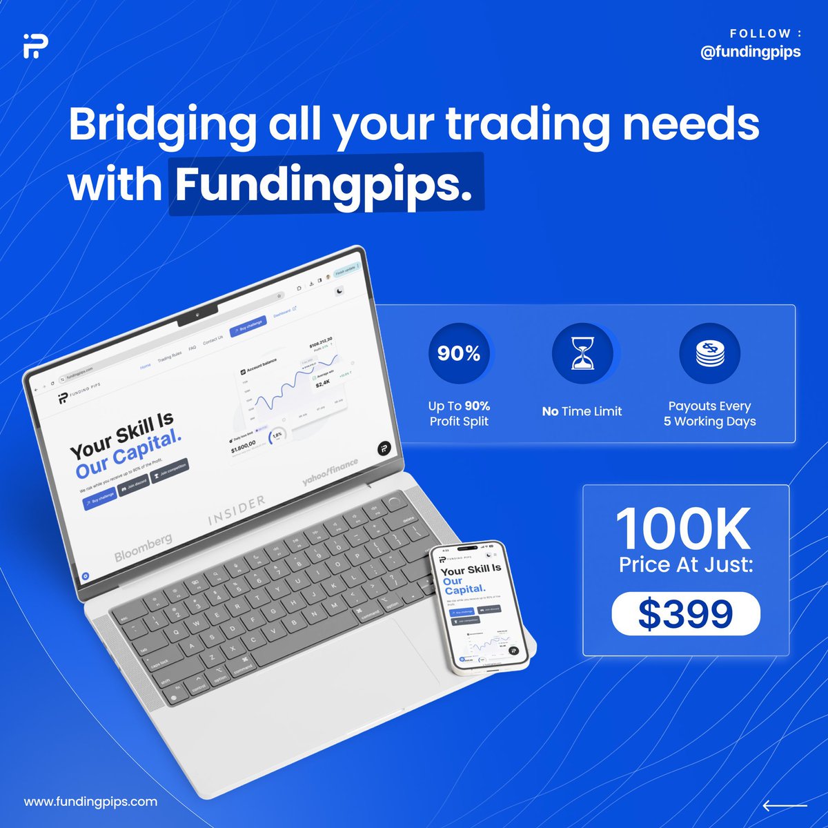 Trade with the safe heavens of pro firms @fundingpips Start with as small as $5k account for just $32 or our $100k for just $399 and manage up to $300k. Sign up here and get 5% discount on all your purchases app.fundingpips.com/register?ref=6…