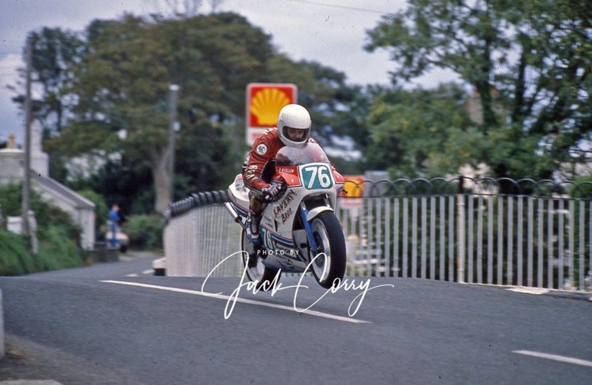 A young Phillip McCallen over Ballaugh Bridge on his way to a record breaking double at the 1988 Manx Grand Prix, taking the newcomers and lightweight 250 races.