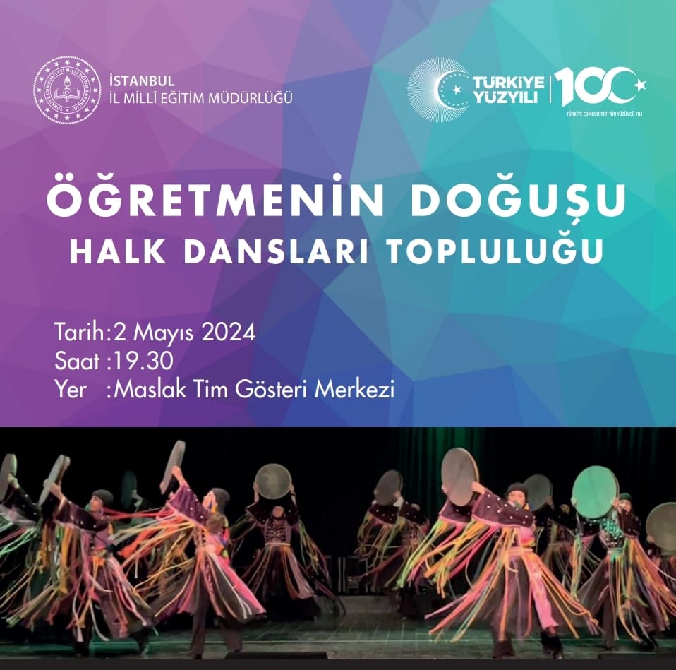 ✨ Cumhuriyetimizin 100. yılı etkinlikleri kapsamında 'İstanbul İl Millî Eğitim Müdürlüğü Öğretmenler Halk Dansları Topluluğu'nun hazırlamış olduğu gösteriye tüm öğretmenlerimiz davetlidir. @tcmeb @Yusuf__Tekin @MucahitYentur