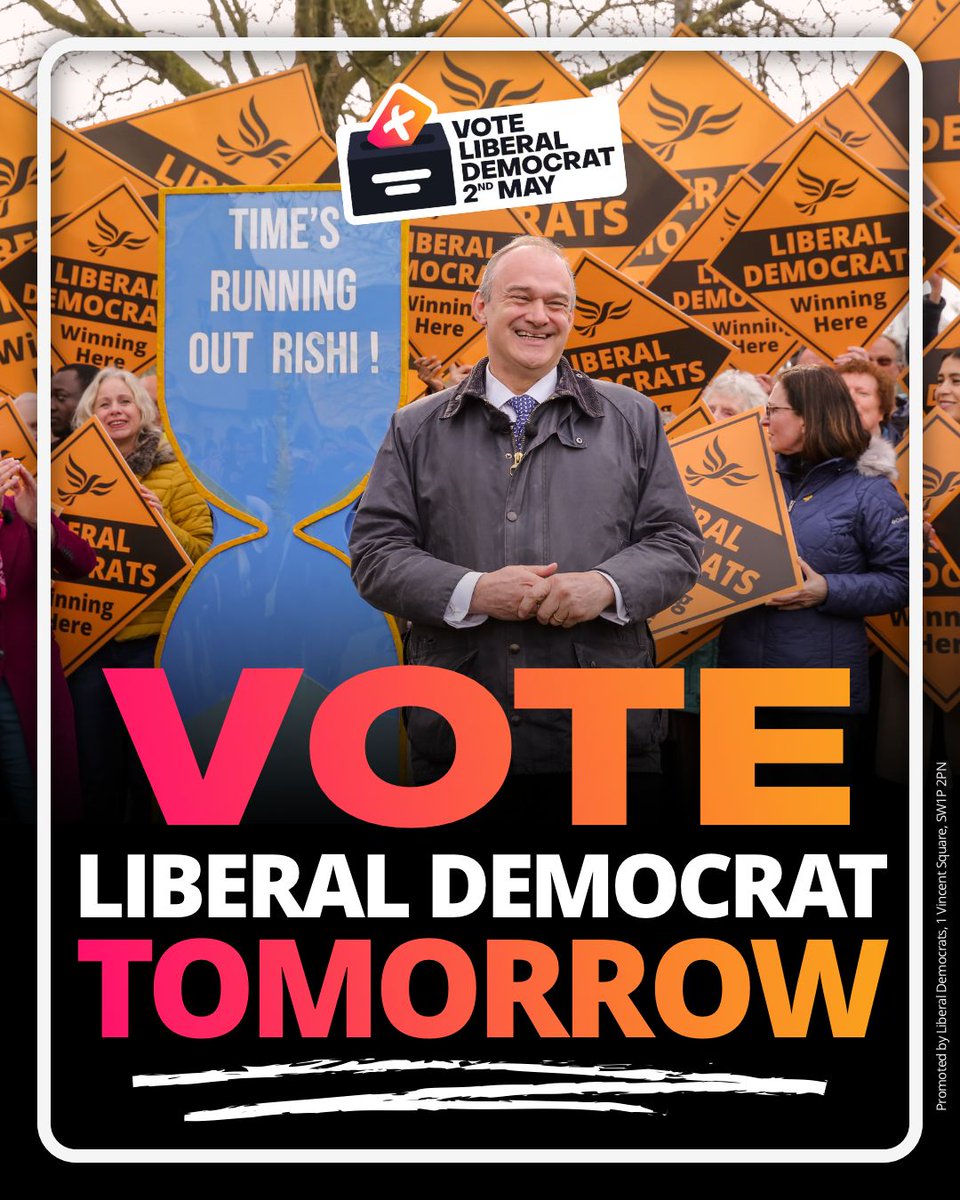 Tomorrow, on Thursday 2 May, use your votes to back hard working Liberal Democrats who will fight for a Fair Deal for you and your community. 🔶 🗳️