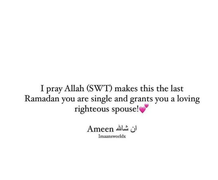 I pray Allah (SWT) makes this the last Ramdan you are single and grants you a loving righteous spouse!❤
Ameen انشاللہ