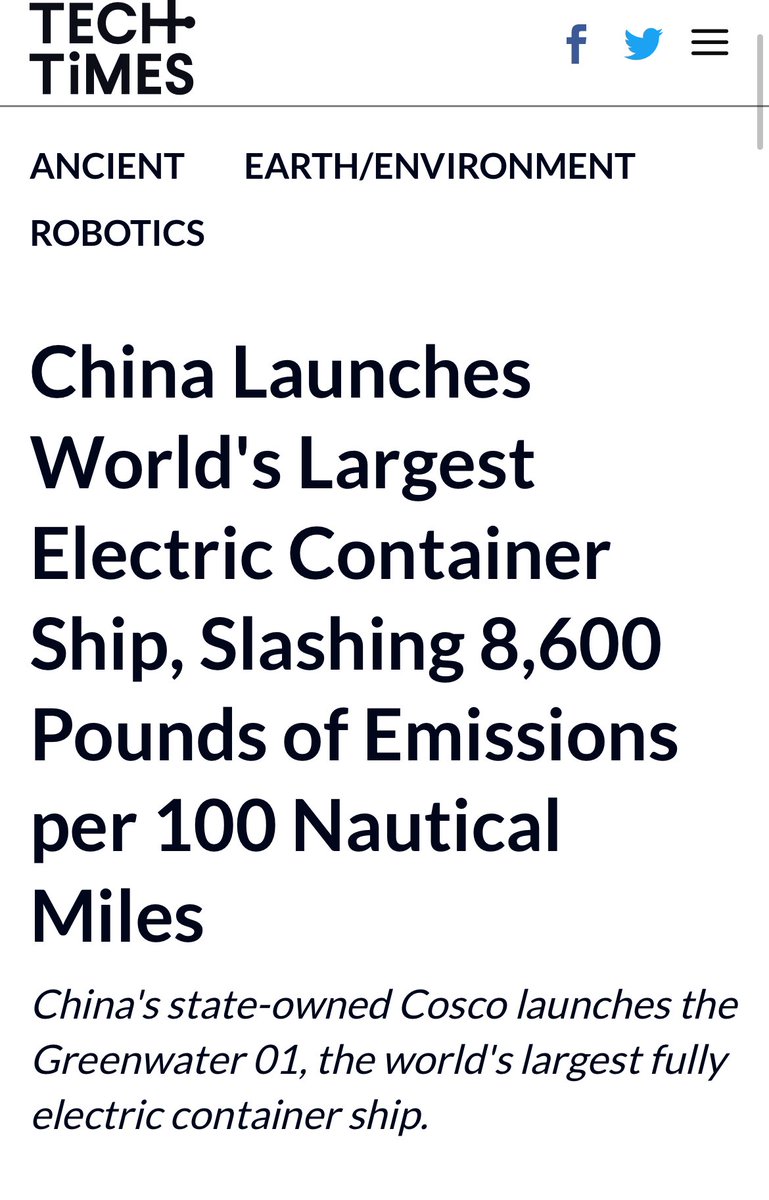 In Europe we keep discussing about electric cars… In China they know electrification is the winner and are focusing on electrifying everything, even shipping! This electric container will serve a commercial route starting as soon as NOW… techtimes.com/articles/30409…
