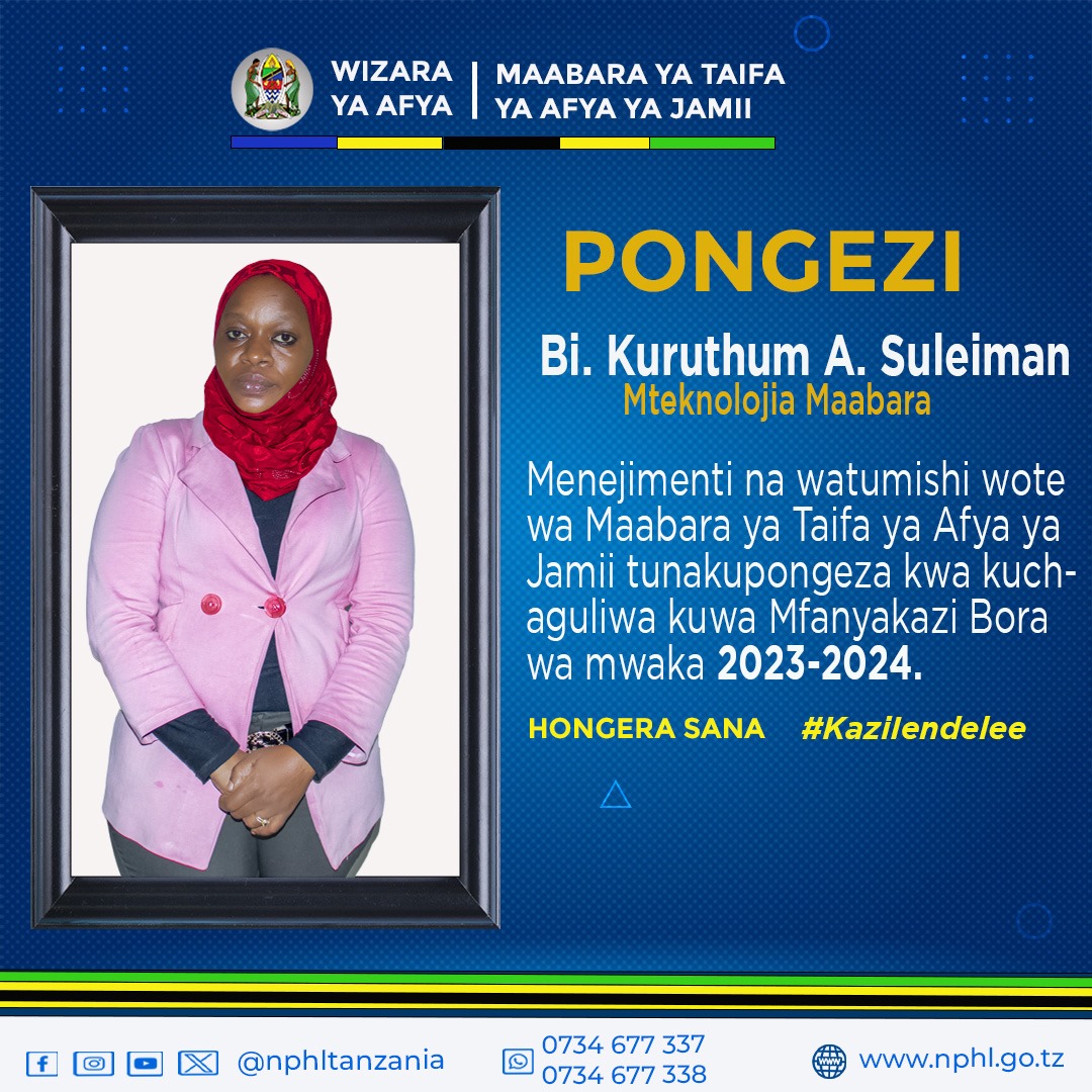 nphltanzania's tweet photo. Hongera sana # KaziIendelee https://t.co/3ZVO7dfrkk