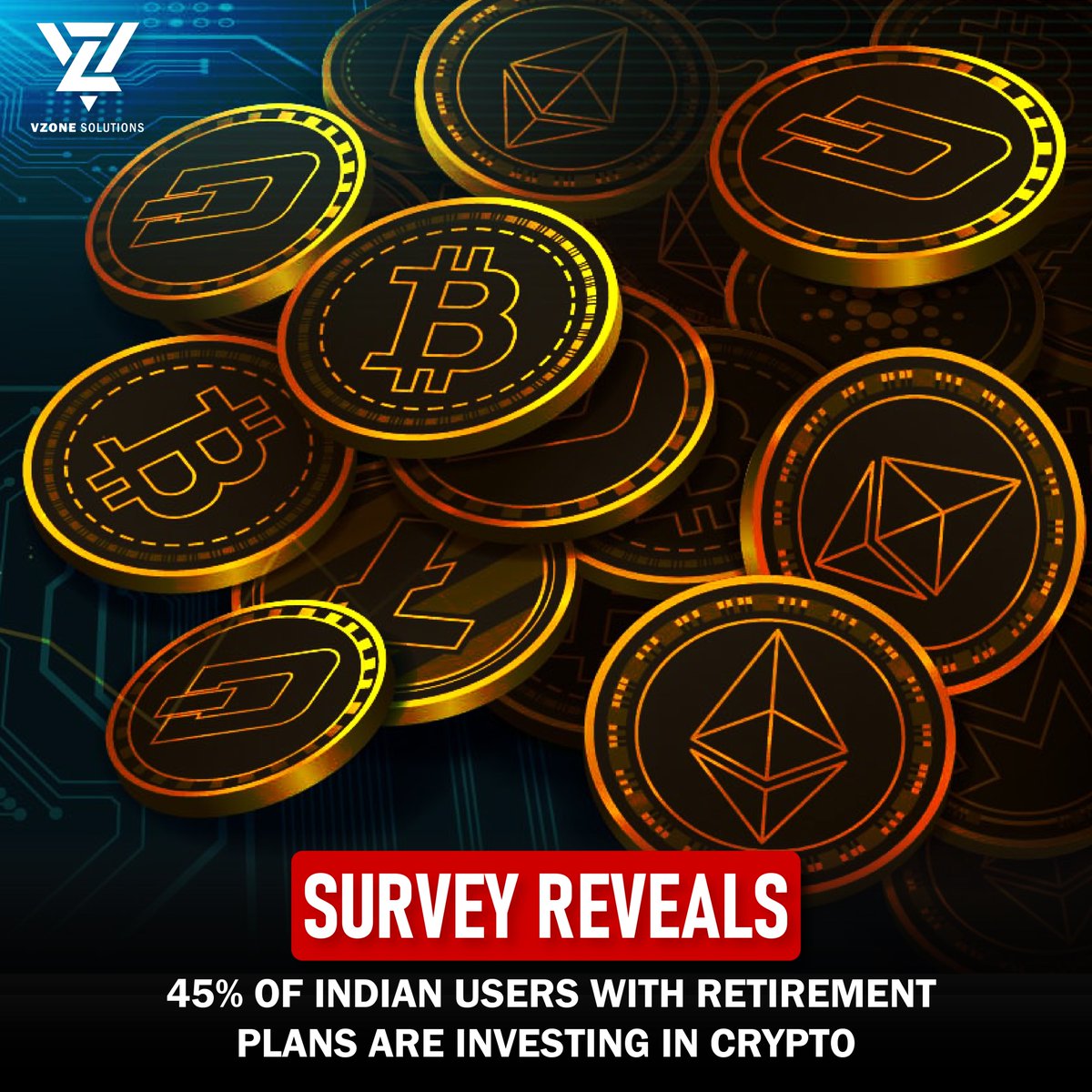 A recent Mudrex survey reveals that almost 45% of India's retirement planners have ventured into the world of cryptocurrencies.

#VZone #VZonesolutions #BitcoinETF #MudrexSurvey #CryptocurrencyAdoption #RetirementPlanning #IndianInvestors #CryptoTrends #FinancialFuture
