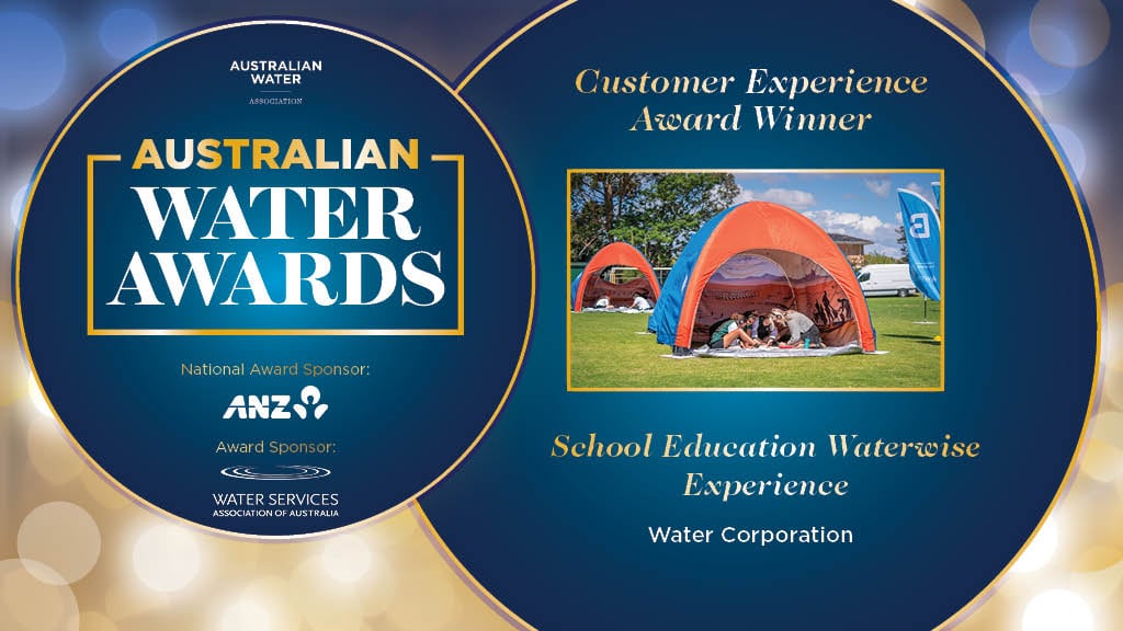 Congratulations to Water Corporation for taking out the Customer Experience Award at the 2024 Australian Water Awards with their project: School Education Waterwise Experience.

#AustralianWaterAwards