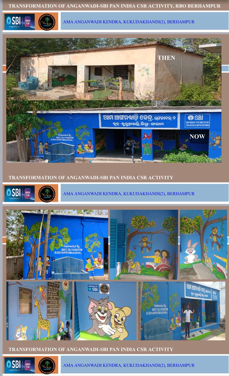 DK_Rise4Green's tweet photo. On this labours day #ShramikDiwas it was great honour to transform and dedicate the #Adarsh #AnganwadiCenter, Kukudakhandi(2), with the hands of RM, Mr PK Behera, and Team #SBI, RBO Berhampur as supported by @CGMSBIBhu @TheOfficialSBI PanIndiaCSR Activity. @CMO_Odisha @PMOIndia https://t.co/b0YMX8L5xK