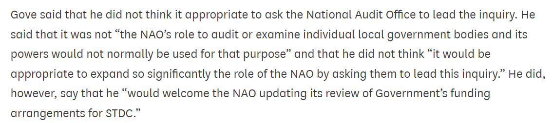 Spot the difference ... Michael Gove takes 'unprecedented' step of ordering police chief to examine Labour spending in Birmingham council. But insists it would not be 'appropriate' for NAO to examine Teesworks financial management.