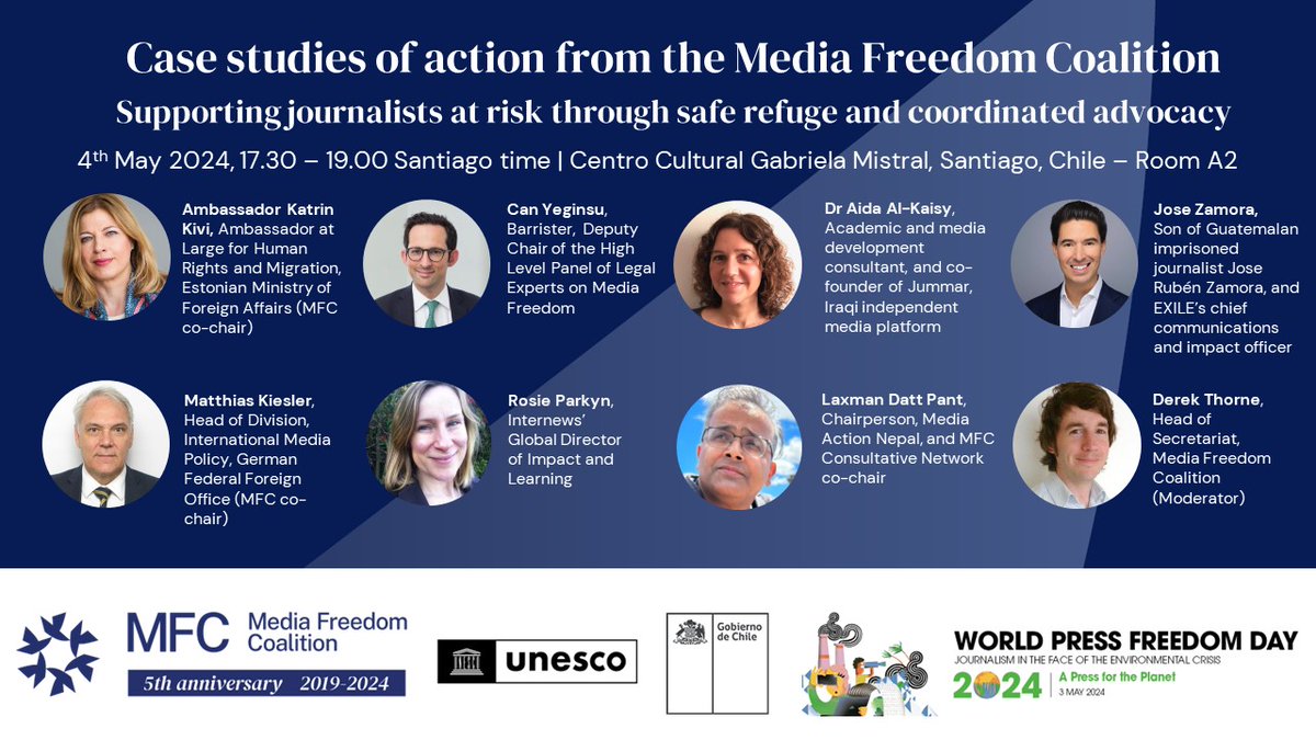 Join the MFC for its #WorldPressFreedomDay side event featuring case studies of safe refuge and coordinated advocacy 1730 - 1900 Santiago time on May 4th More info including streaming link will be shared on this page: mediafreedomcoalition.org/event/wpfd-ses…