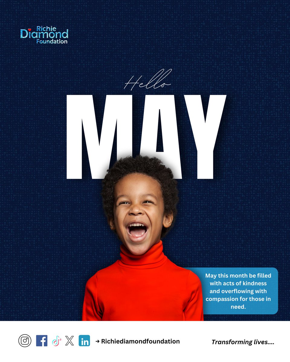 Happy May from #RichieDiamondFoundation
This month, let's celebrate the potential within every child, like blooming flowers.

Empowering Children through education & healthcare is our mission!

How will YOU help them blossom?  #Christianoutreach #Childrensrights #MayDay2024