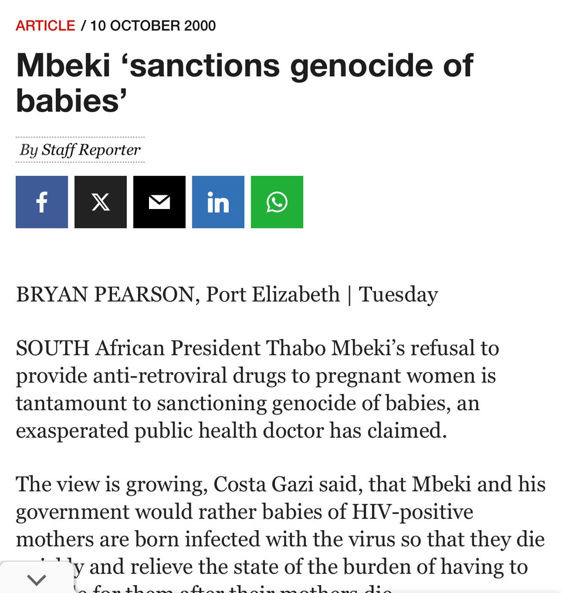 We will not forget the sanctioned death of our 300 000 people by Mbeki by denying them the HIV-medications
