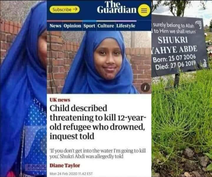 If a 17 year old 'boy' was arrested for attempted murder, why wasn't 13 year old 'Child 1' arrested and formally questioned for the murder of #ShukriAbdi ?

Child 1 led non-smimmer Shukri into deep water and laughed for minutes as she watched Shukri drown. 

Let that sink in.