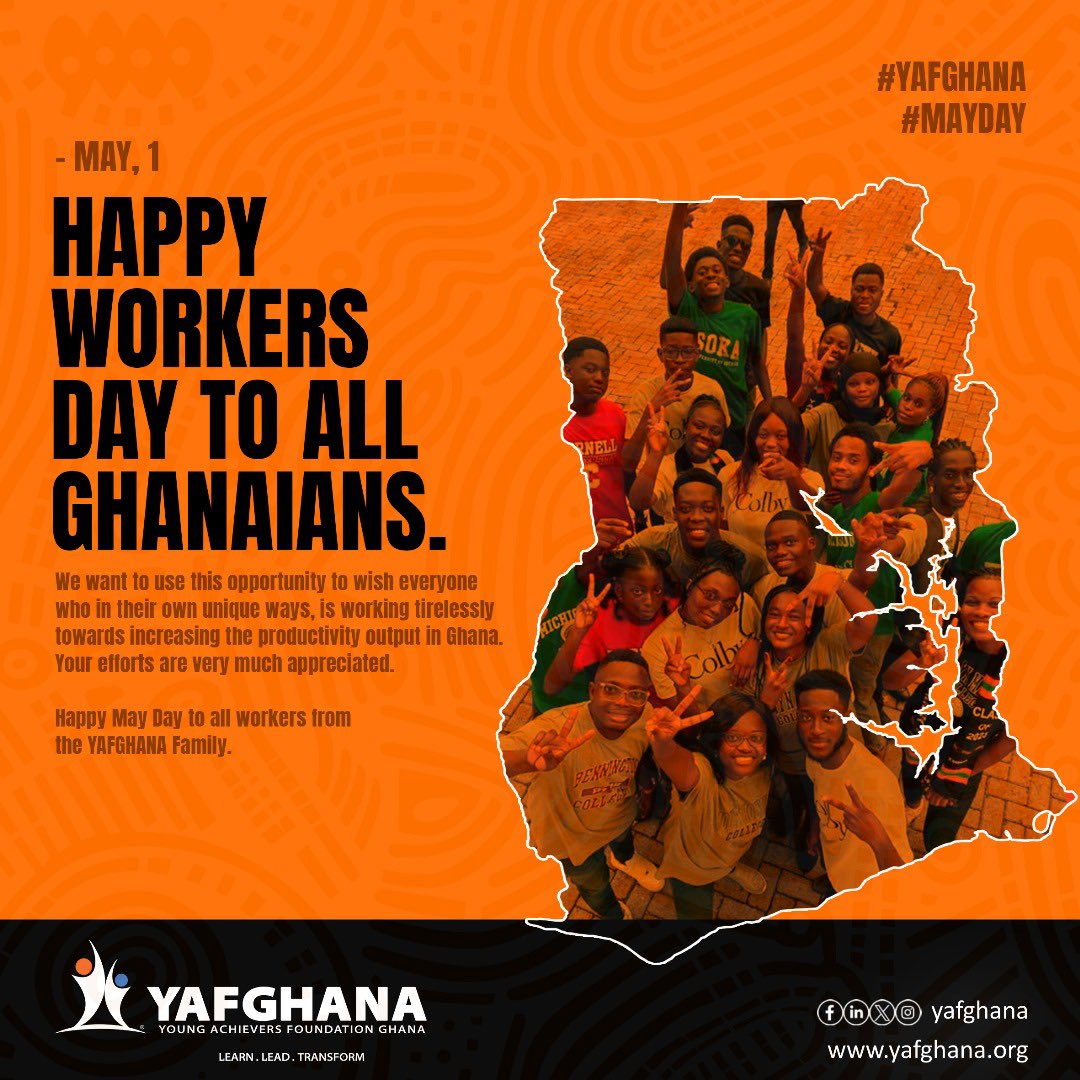We want to use this opportunity to wish everyone who in their own unique ways, is working tirelessly towards increasing the productivity output in Ghana. Your efforts are very much appreciated. Happy May Day to all workers from the YAFGHANA Family. #YAFGhanaMayDay #WorkersDay