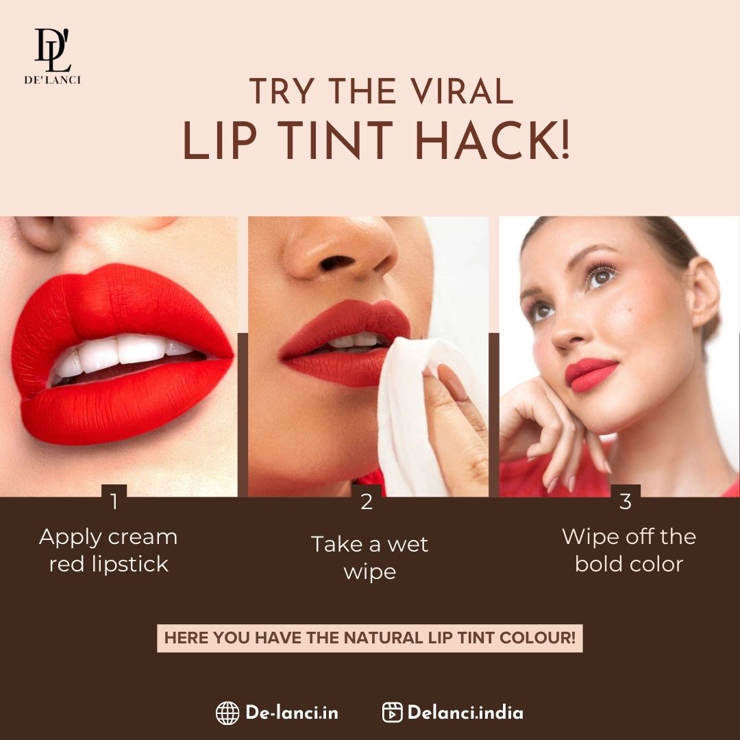 Try out this viral lip tint hack & thank us later 🤗😄❤️

#delanciindia #delanci #delancicosmetics #delancisale #festivemakeup #partymakeuplook #bridalmakeup #facemakeup #lipstick