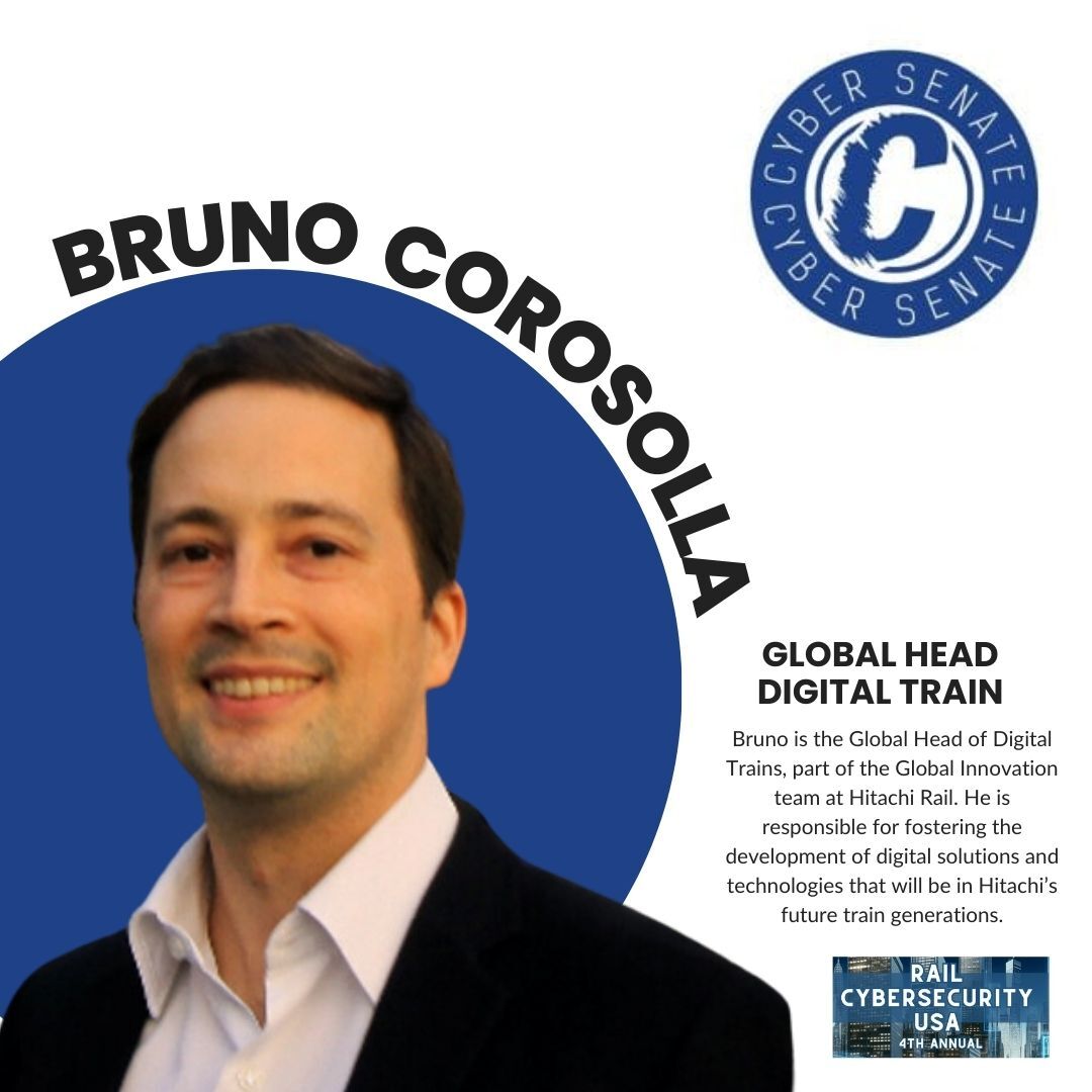 🚆 Excited to announce an upcoming discussion on 'The Influence of Cybersecurity in Rolling Stock Design' presented by Bruno Corasolla, Global Head of Digital Trains at Hitachi Rail! 🚀 railcybersecurityusa.com 
#railcybersecurity #railways #hitachirail  #rollingstock #freight