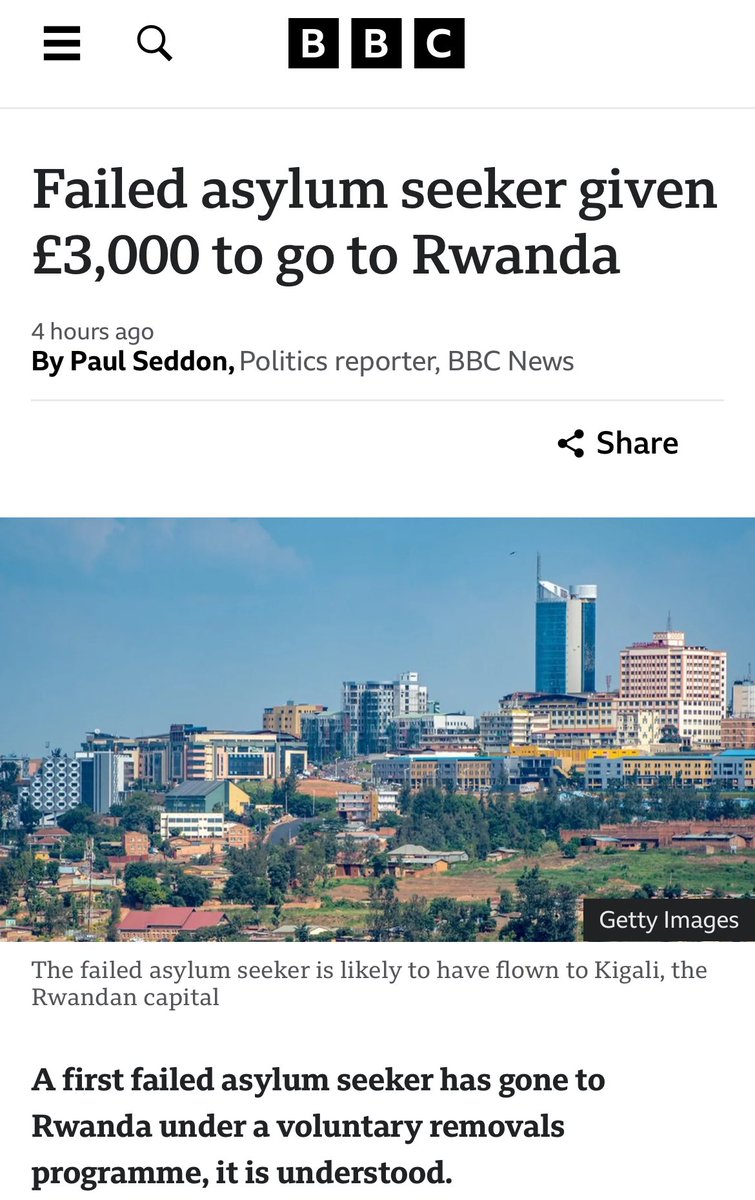 If another 9 people volunteer to go to Rwanda we’ll have sent 10 there. Exactly the same as the number of people we’ve taken from Rwanda since they mugged us for £440 million.