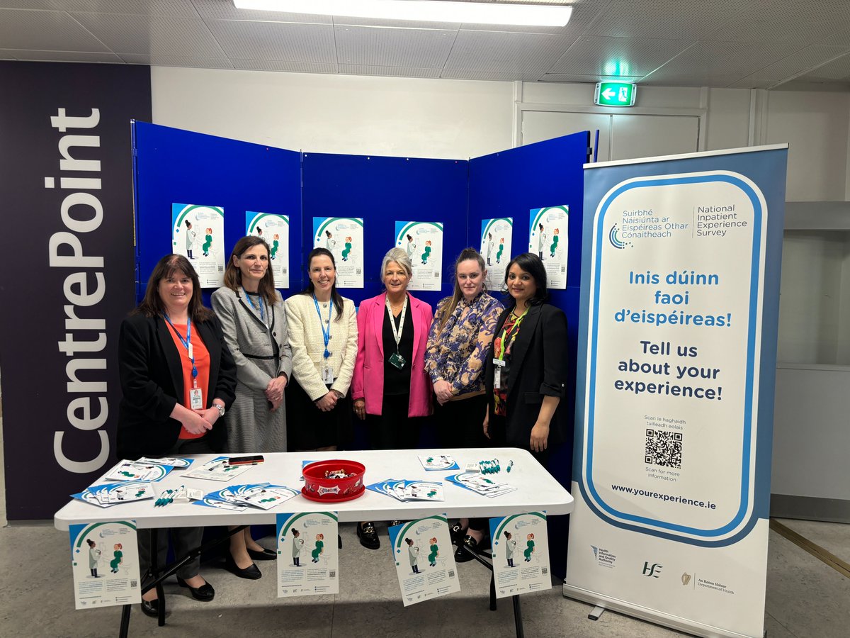 📢 Join us today at CentrePoint! Our Nursing & Quality & Patient Safety teams, along with Liz Maume, Patient Engagement & Partnership Improvement Coordinator @IEHospitalGroup are hosting a stand to launch the National Inpatient Experience Survey More 🔗yourexperience.ie/inpatient/abou…