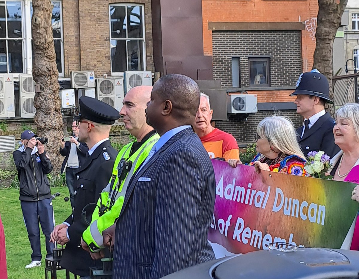 #TeamLAS Motorcycle Responder Steve Jones, second on scene at the #AdmiralDuncan bombing, carried a lantern at the Acts Of Remembrance event in St Anne's Church Gardens, Soho.  #NoPlaceForHate 2/2