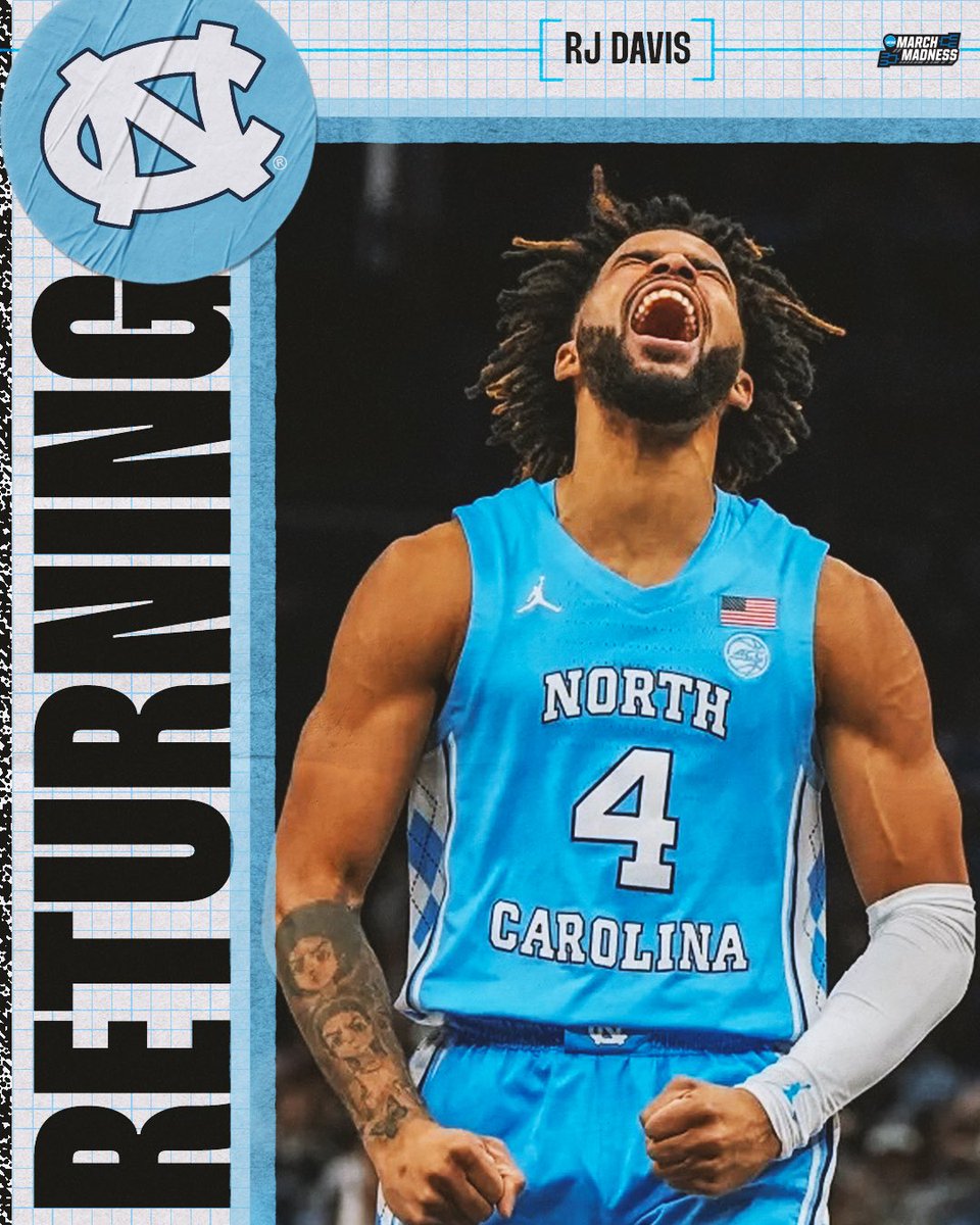 RJ Davis is BACK 💪

The North Carolina guard is returning for one last ride with the Heels 👀