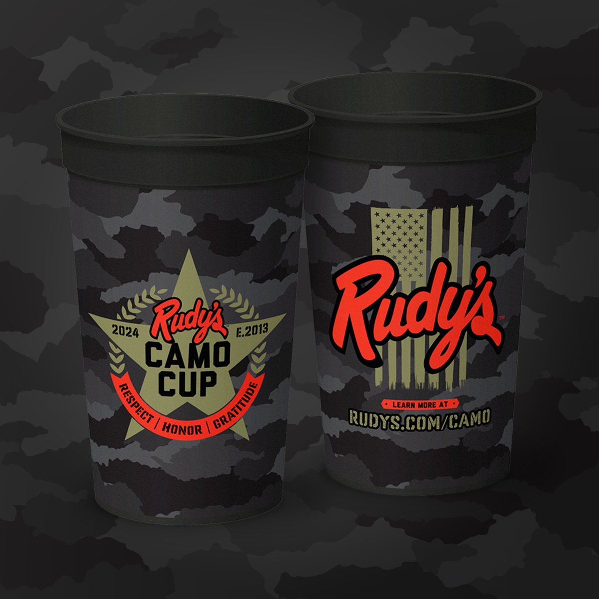 We are honored to be a beneficiary of the Camo Cup for A Cause by @rudysbbq for another year.
The Camo “Cup for A Cause” is only available during the month of May! Visit a participating location in May & or more at rudys.com/camo. #realtexasbbq #rudysbbq #cupforacause