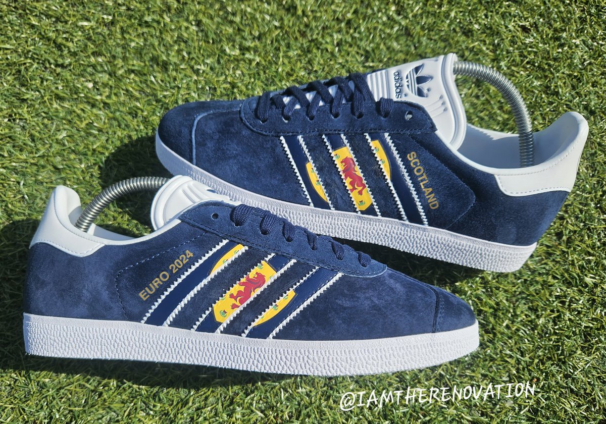Euro's ready? Scotland custom Gazelle Direct message for all custom enquiries and requests #iamtherenovation #scotland #EURO2024 #customtrainers #gazelle