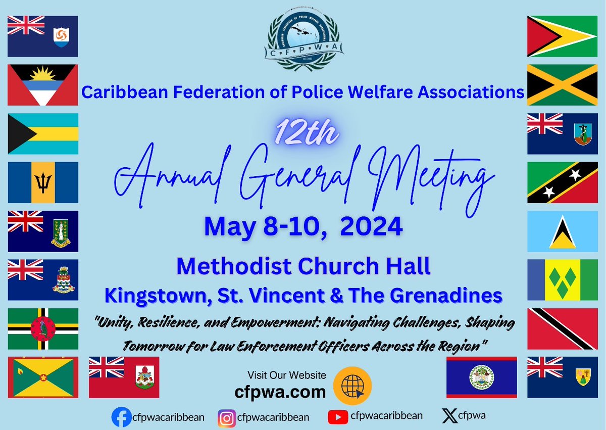 We are one week away from the Caribbean Federation of Police Welfare Association 12th Annual General Meeting 2024... "Unity, Resilience, and Empowerment: Navigating Challenges, Shaping Tomorrow for Law Enforcement Officers Across the Region."