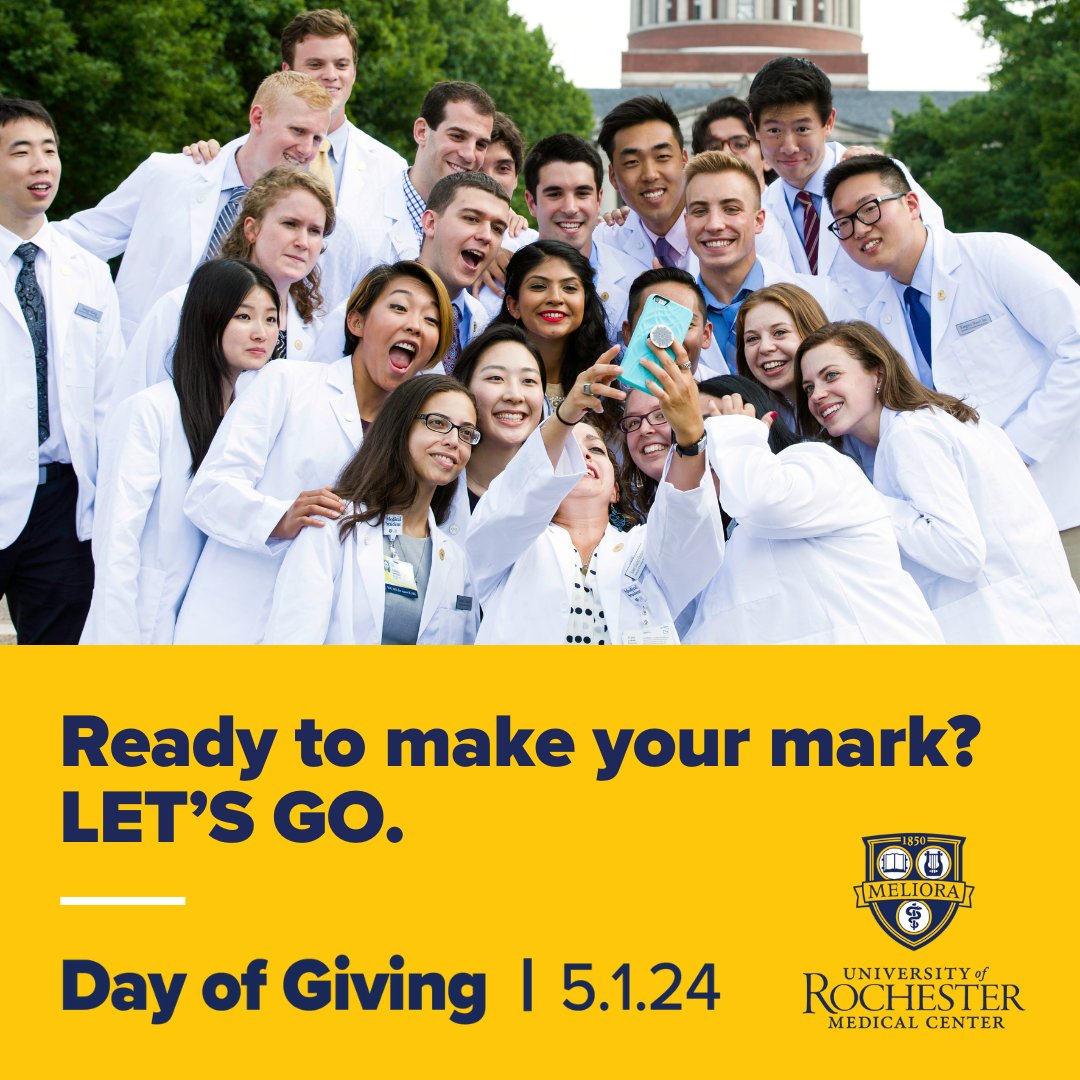Today's the day! Join us to show your support for the areas of URMC that are important to you: urmc.info/1x9 Thank you for helping make the difference. #URgiving💛💙