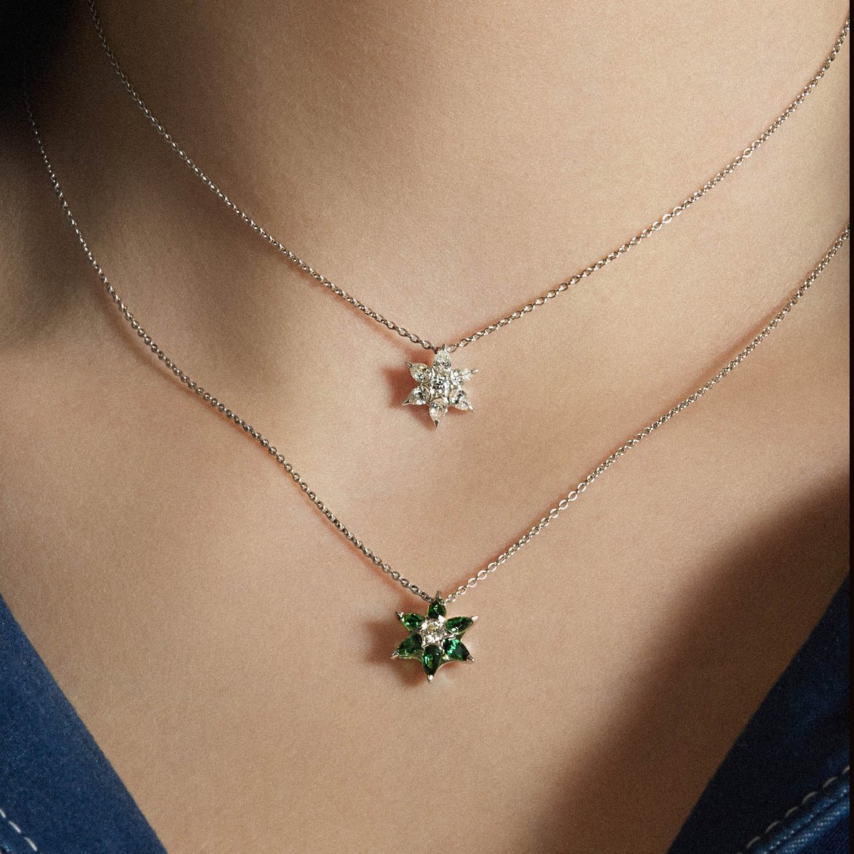 Beautiful jewellery inspired by nature. These pretty necklaces are full of spring sparkle ✨

#inspiredbynature #emeralds #diamonds #birthstones