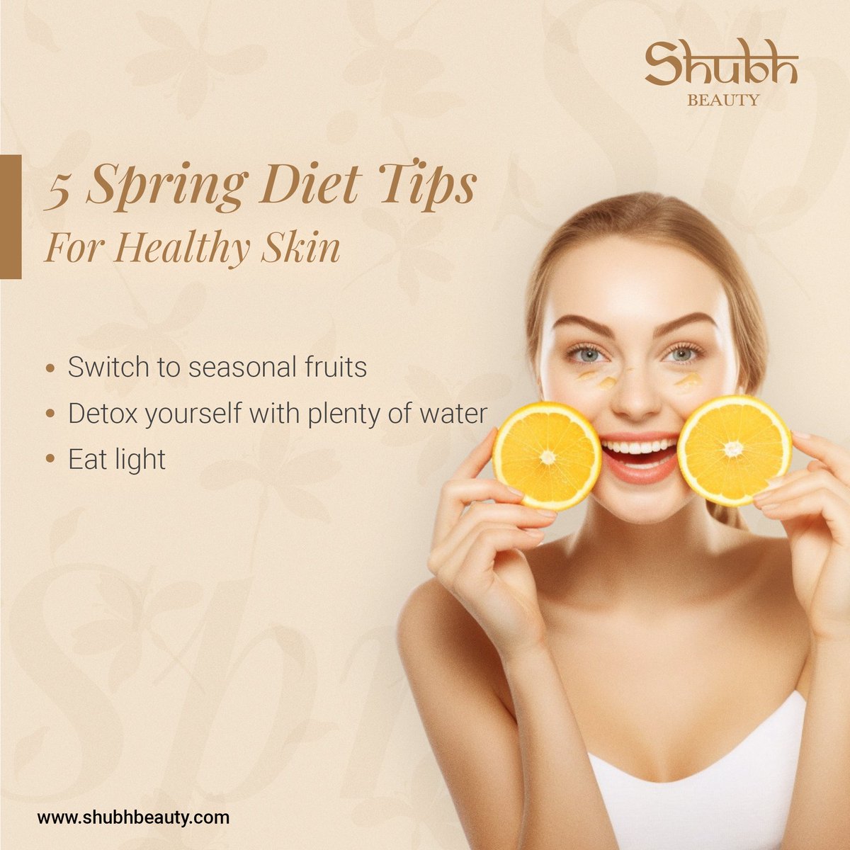 As your skincare routine and diet! Here are some essential tips to ensure your skin stays healthy and glowing this spring.
.
.

#SpringSkinCare #HealthySkinTips #SkinHealth #SpringDiet #HealthyEating #SkinGlow #SpringBeauty #EatFruits #ShubhBeauty