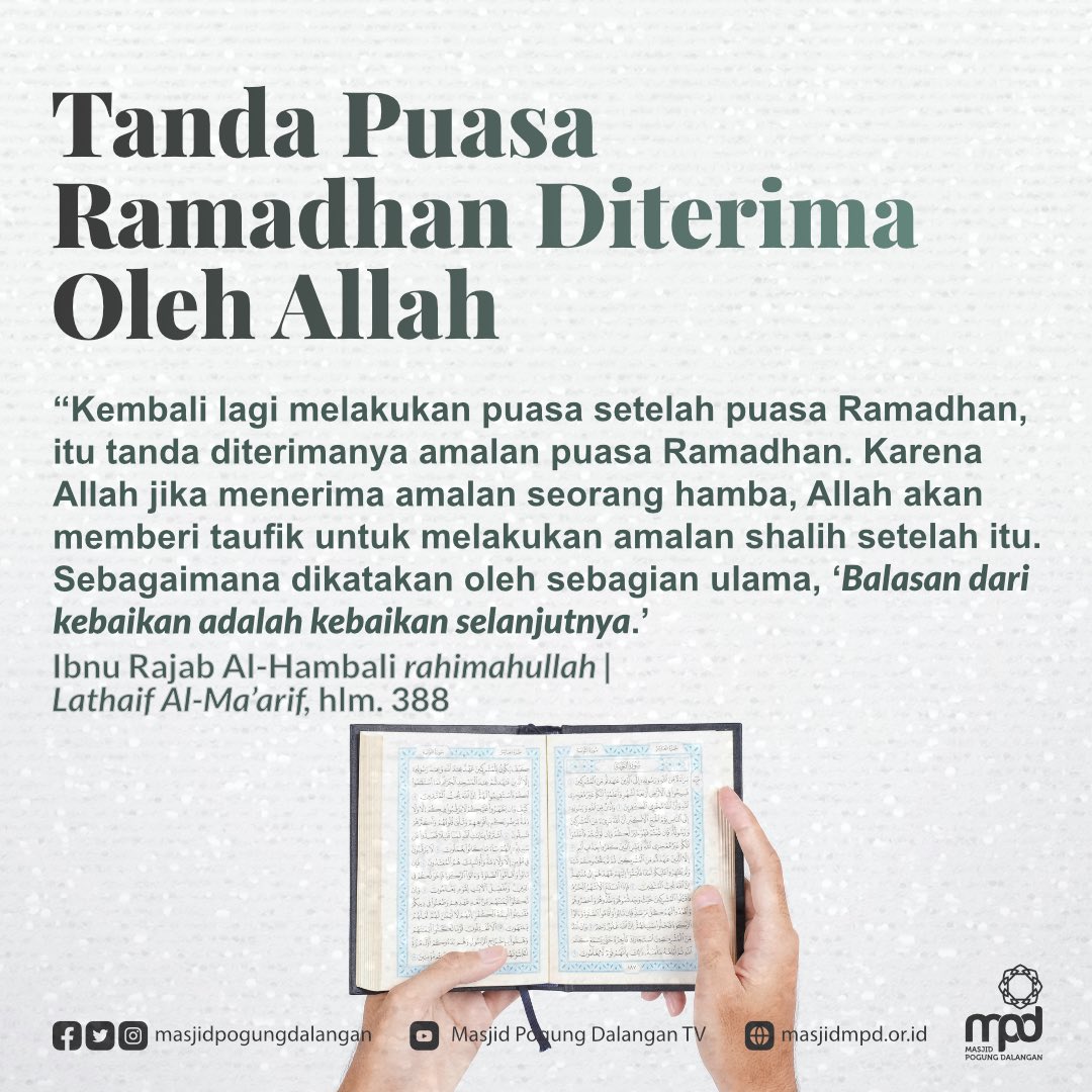 Inilah tanda bahwa puasa Ramadhan kita diterima oleh Allah..