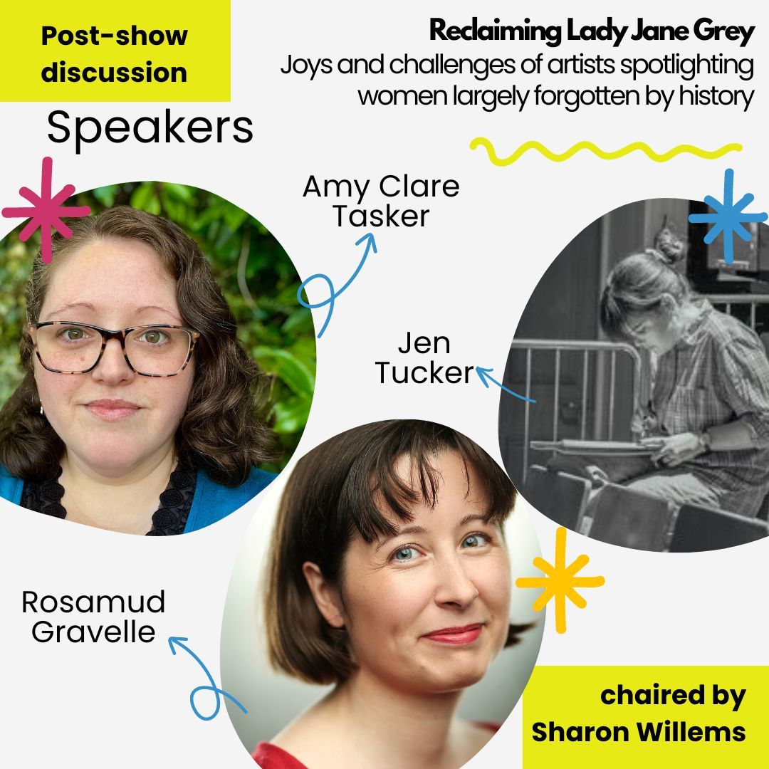 Join us tonight after Three Queens to chat about the challenges and joys of creating theatre featuring women largely overlooked by history. With Amy Clare Tasker, Jen Tucker, and Rosamund Gravelle. Free for ticket holders! 🎟️ buff.ly/3VyRfQY