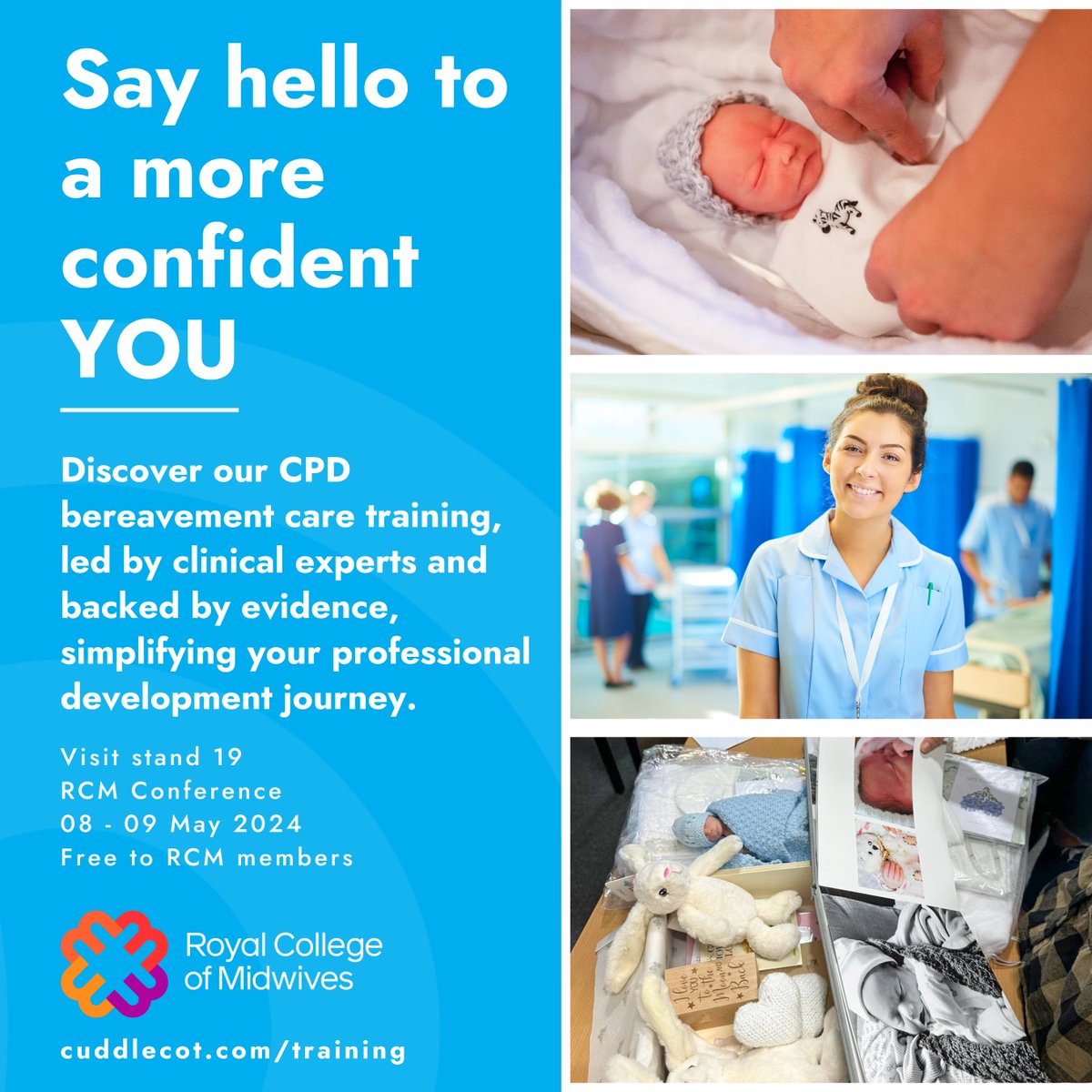 Stop by Stand 19 to explore our CPD training, led by clinical experts and grounded in evidence, making your professional development journey seamless. Learn more: cuddlecot.com/training #RCMConference #BereavementCare #CPDTraining #HealthcareProfessionals