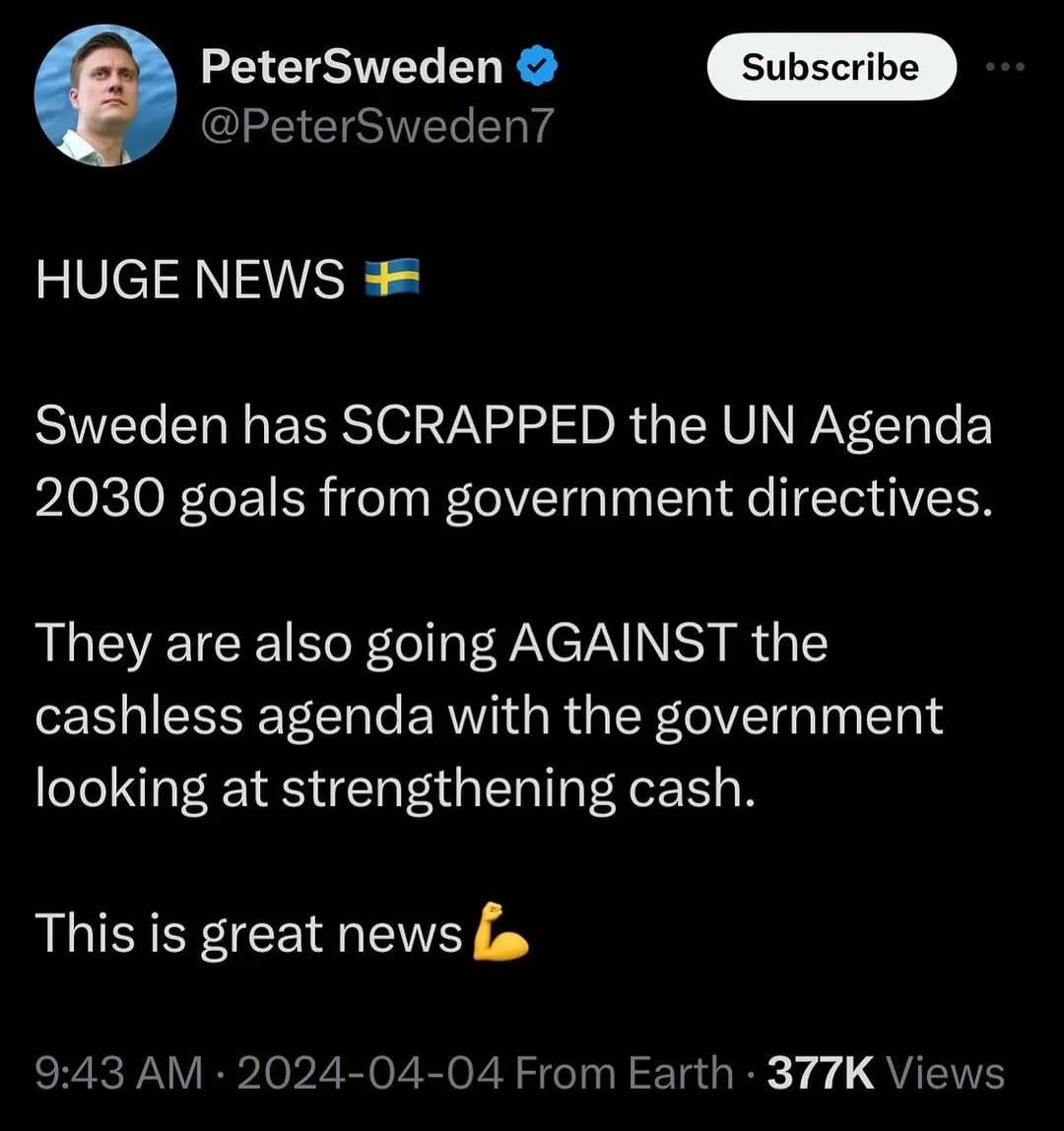 #Sweden #UN #Agenda2030 #CashlessAgenda