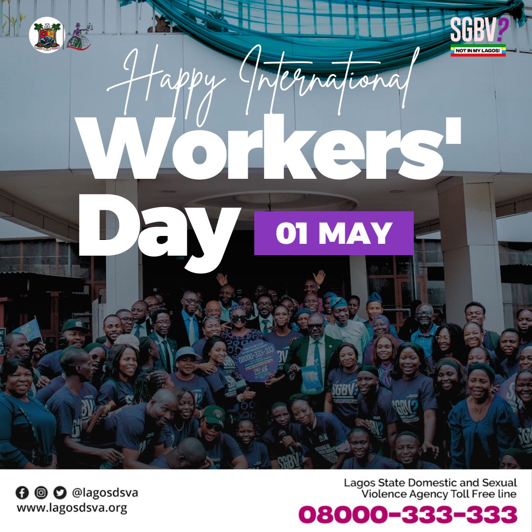 Today, we celebrate the tireless efforts of all workers, especially those who dedicate themselves to creating a safer & more just society. We recognize the social workers, counselors, and advocates at #LagosDSVA who work diligently to support survivors of domestic and sexual