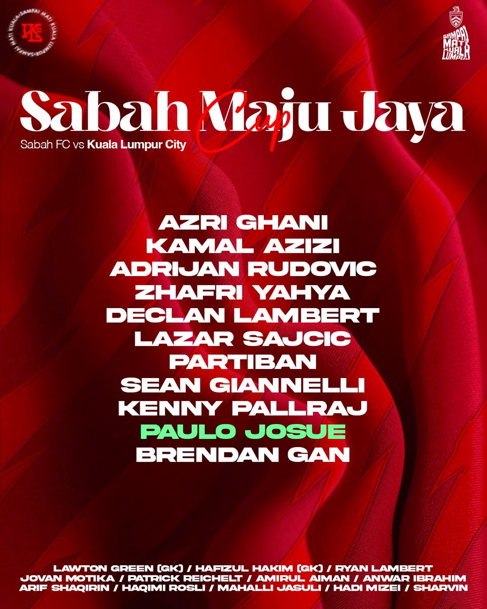Presenting your CityBoys to take on Sabah tonight in the Sabah Maju Jaya Cup! 

#klbandarayarendahkarbon #klcityfc #sampaimatikualalumpur #cityboys