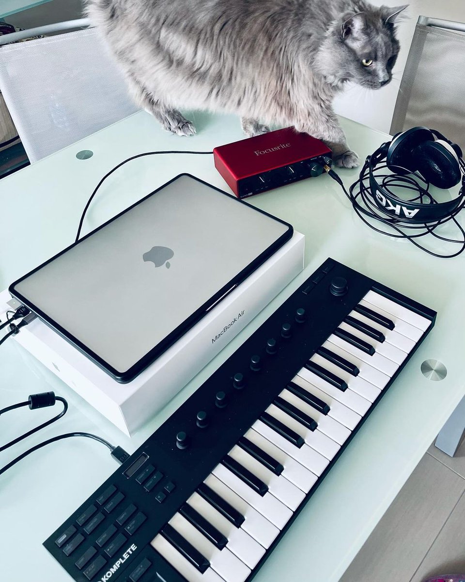 WeAreFocusrite's tweet image. &quot;My ultimate travel rig! Cat not included&quot;🐱 

📸 -@beltracom73
 
#StudioSetup