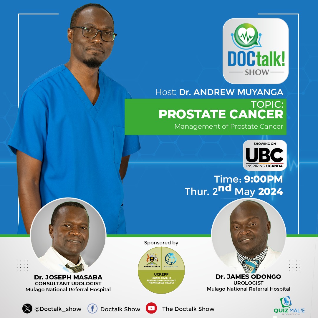 Happy Labour Day!
📺 Excited to share insights from the latest episode of Doctalk this Thur. 9pm on @ubctvuganda. Senior urologists from @MulagoHospital  delved into the topic of Prostate Cancer, shedding light on early detection, treatment options, and patient care 🩺💬.