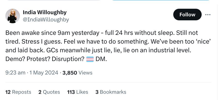 'We've only driven them out of their jobs, sent them rape and death threats, physically assaulted them in the street, indoctrinated their children, appropriated their rights by stealth, and all whilst smearing them with every bad name we could think of. We've been too nice!'