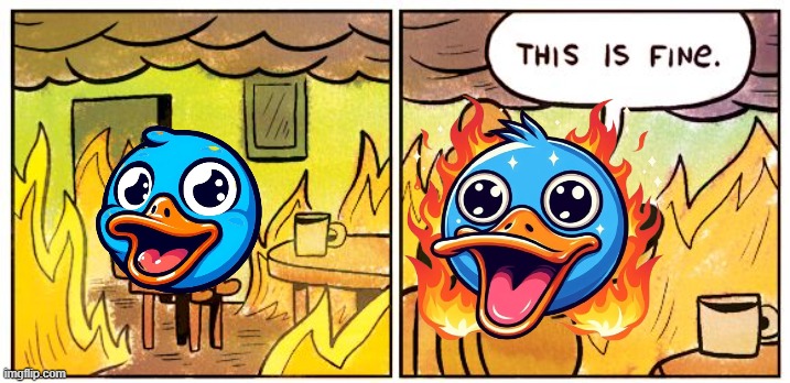 Even when surrounded by flames of red-hot intensity .. 🔥🚨 With $BDUCK, that is fine. 🦆 #BDUCK #Buythedip #BDUCKFAM #BlueduckFAM #BullRun #Memecoin2024